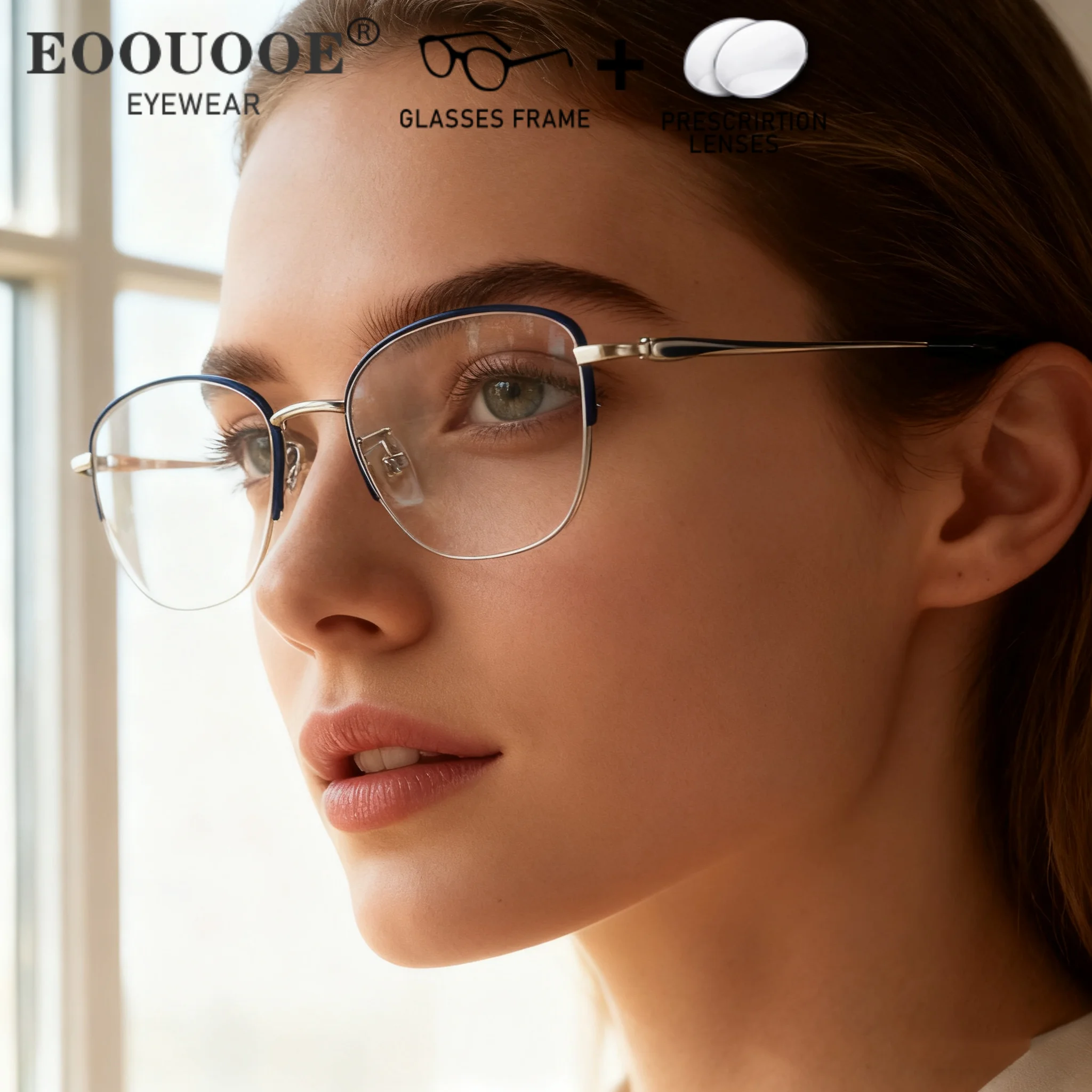 

Half Frame Eyewear For Women Myopia Lenses Prescription Photochromism Aspherical ADD Progressive Optical Eyewear Reading Glasses