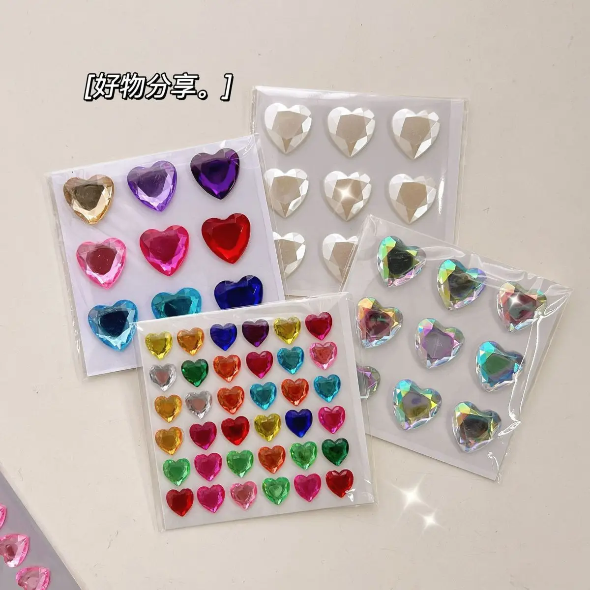 36PCS/set Colored Smooth Peach Hearts 3D Three-dimensional Acrylic Rhinestone DIY Phone Case Decorative Stickers
