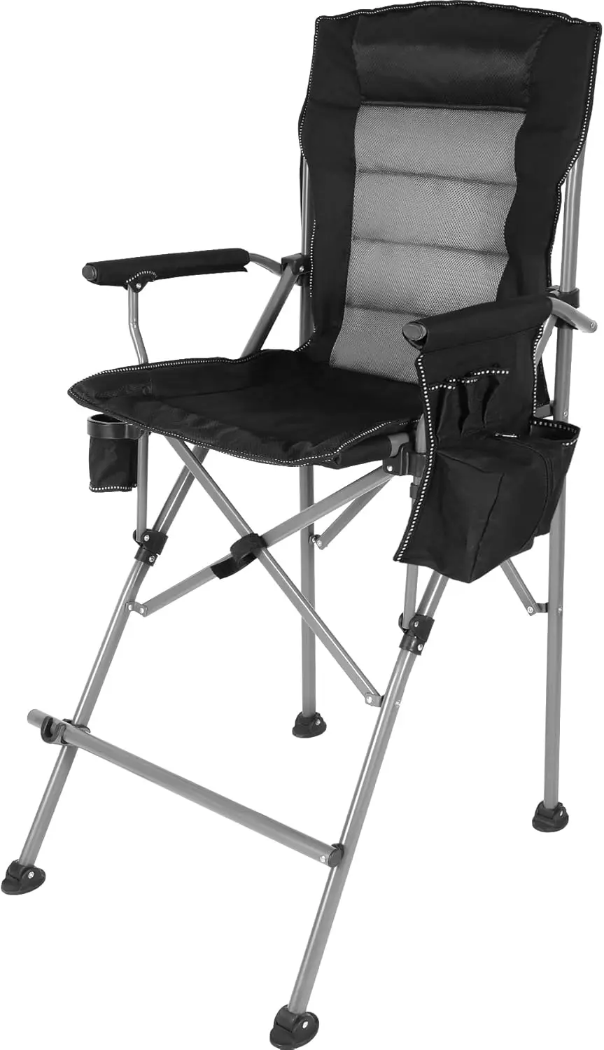 

Tall Folding Chairs for Adults 330lbs, Portable Bar Height Foldable Director Chairs for Camping Outside, Comfortable with