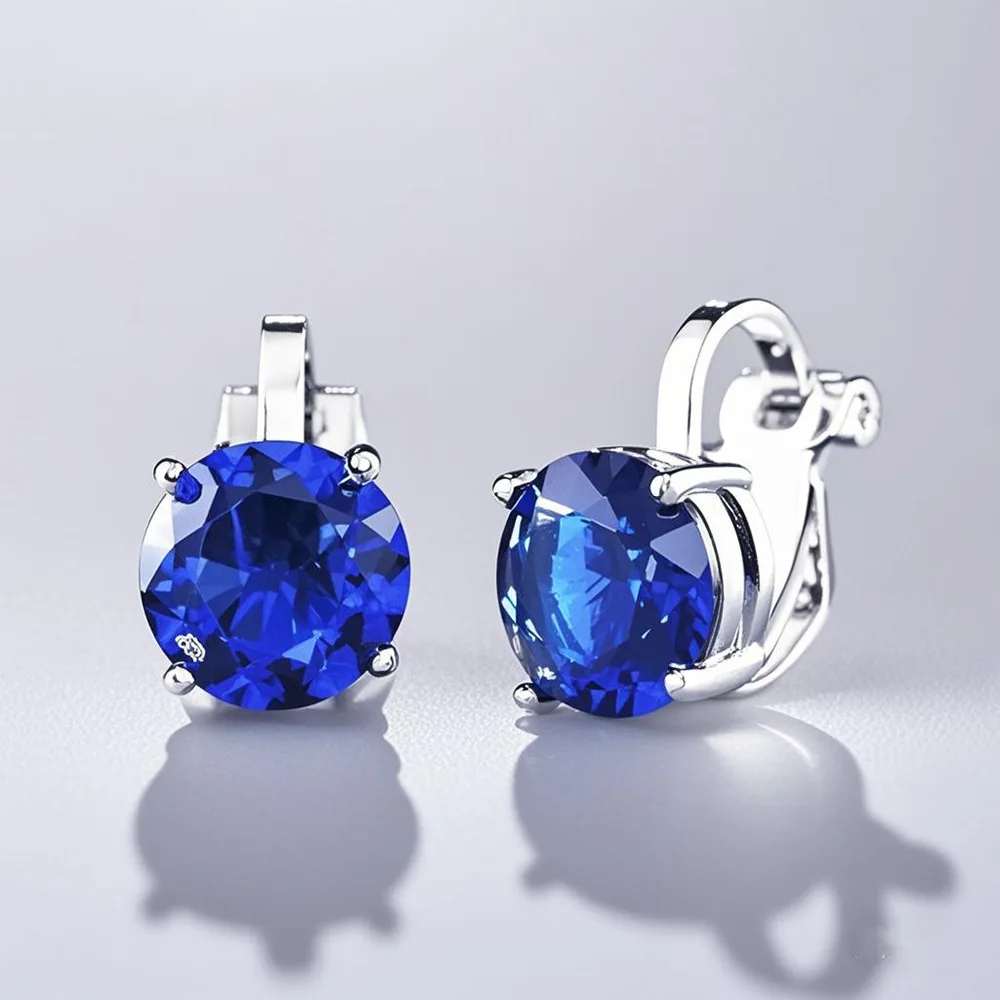 

Серьги-кольца из стерлингового серебра 925 пробы с синим сапфиром, квадратные серьги-кольца с геометрическим рисунком, пряжки для ушей для женщин, ювелирные изделия с драгоценными камнями Arete