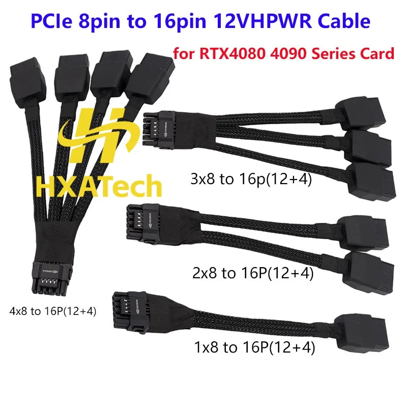 

PCIE 8-контактный на 16-контактный (12 + 4) кабель адаптера питания видеокарты 1x8-контактный 2x8-контактный 3x8-контактный 4x8-контактный разъем на 16-контактный 12VHPWR для RTX4090
