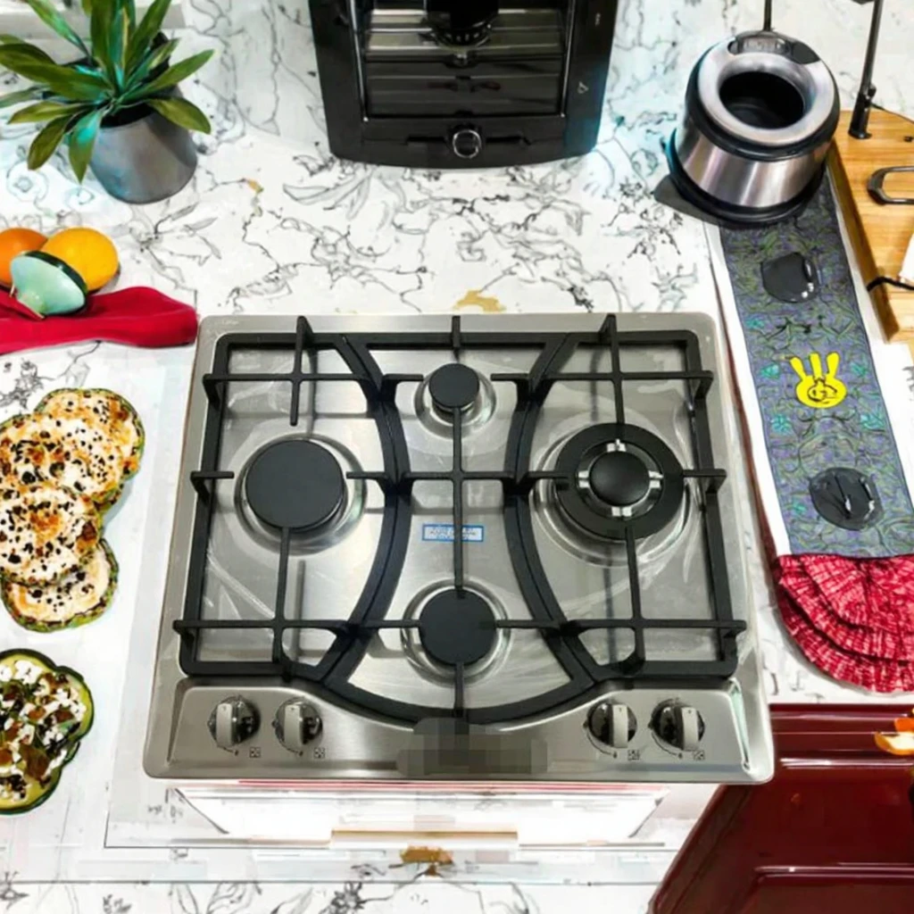 Popular Built-in Gas Cooker Electronic Ignition 4 Burner Stainless Steel Panel