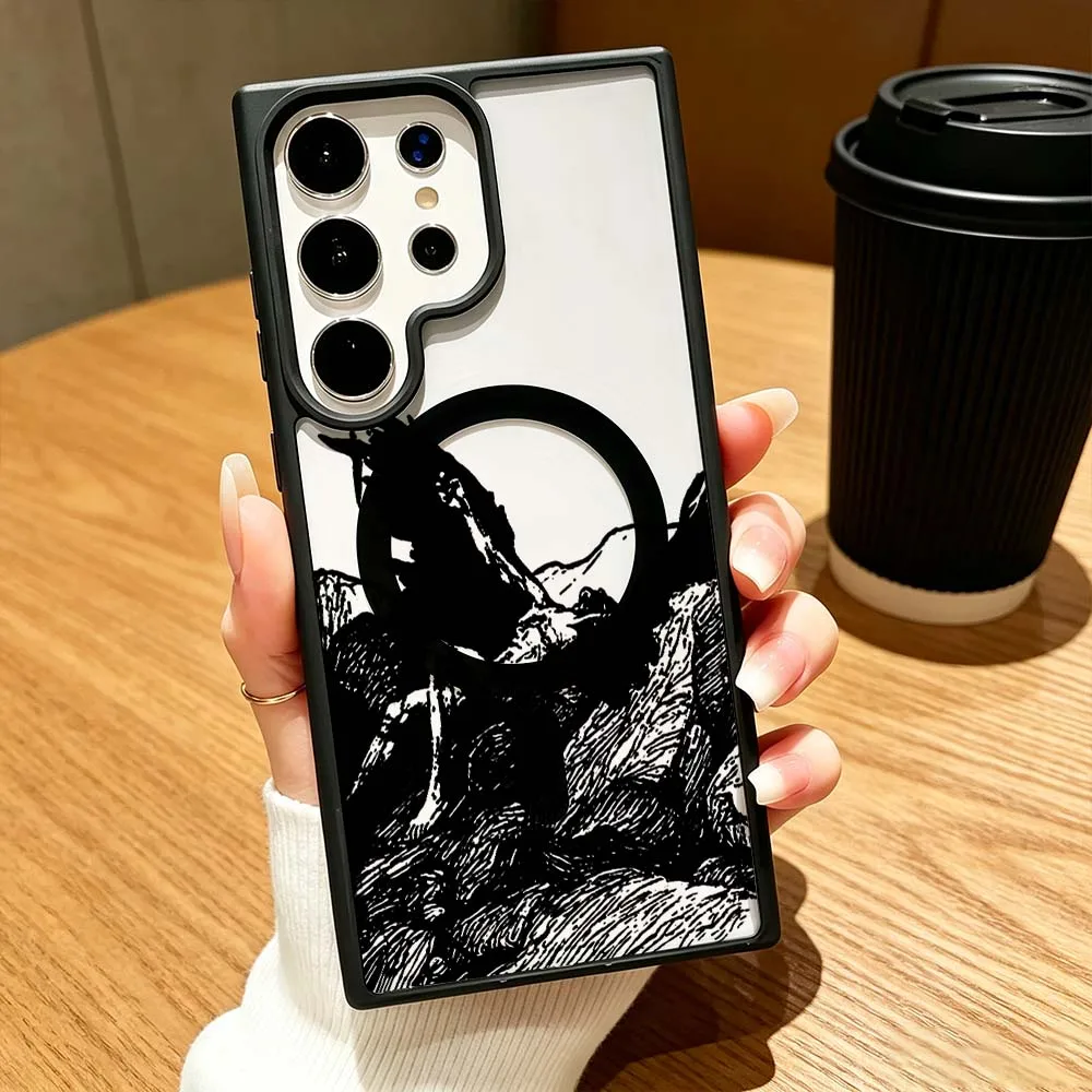 Retro Gothic Style Sculpture Phone Case Wireless Charge Magnetic Magsafe For Samsung Galaxy S26 S25 S24 S23 S22 FE Ultra Plus