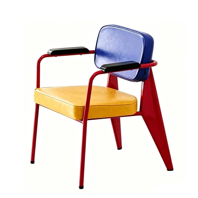 

Dopamine Red Dining Chair Memphis Style Accent Stool with Backrest Artistic Upholstered Seat for Vibrant Home Office Chairs