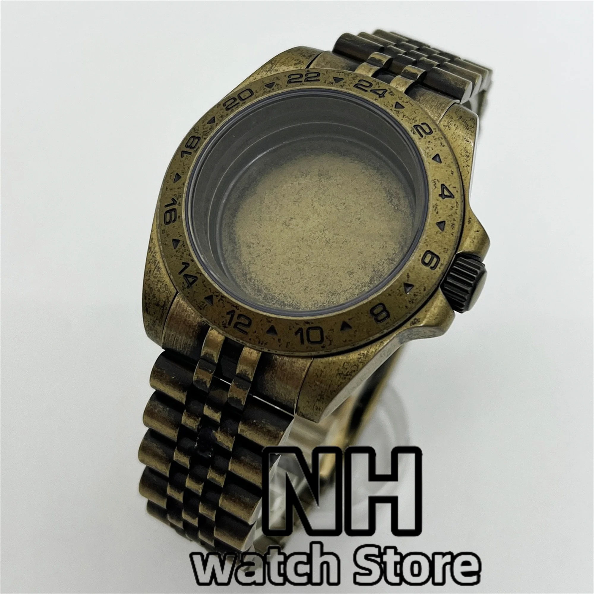 40mm Explore 2 Watch Case Bronze Retro Watch Case With Strap Sapphire Crystal Fit NH34 NH35 NH38 ETA2824 PT5000 Movement