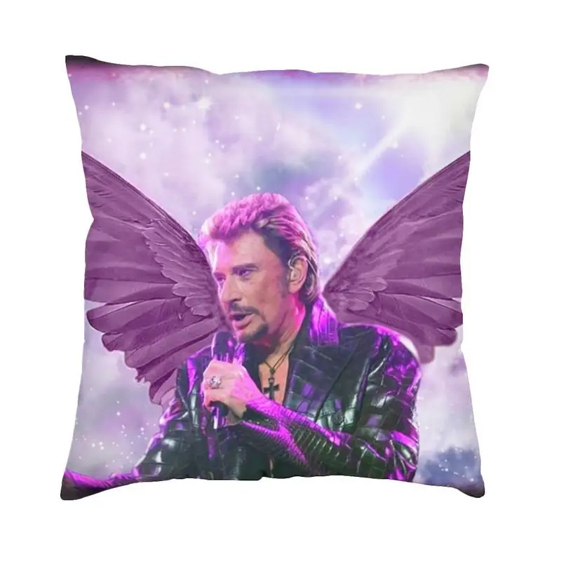 Johnny Hallyday Angel Wings Nordic Throw Pillow Covers Living Room Decoration French Rock Singer Music Cushions for Sofa
