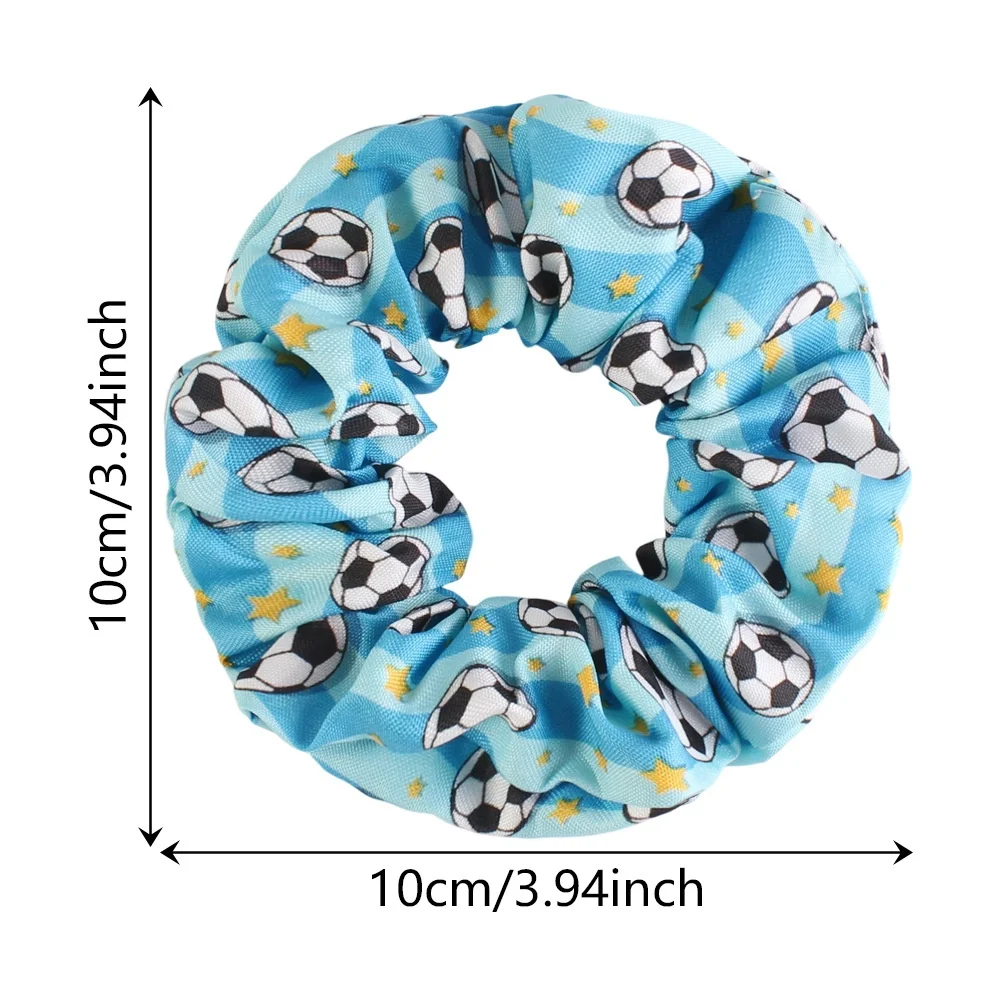 1個入り 新品 クロスボーダー サッカープリント シュシュ、マルチカラー ゴムヘアタイ、ポニーテールに最適、ヘアアクセサリー卸売