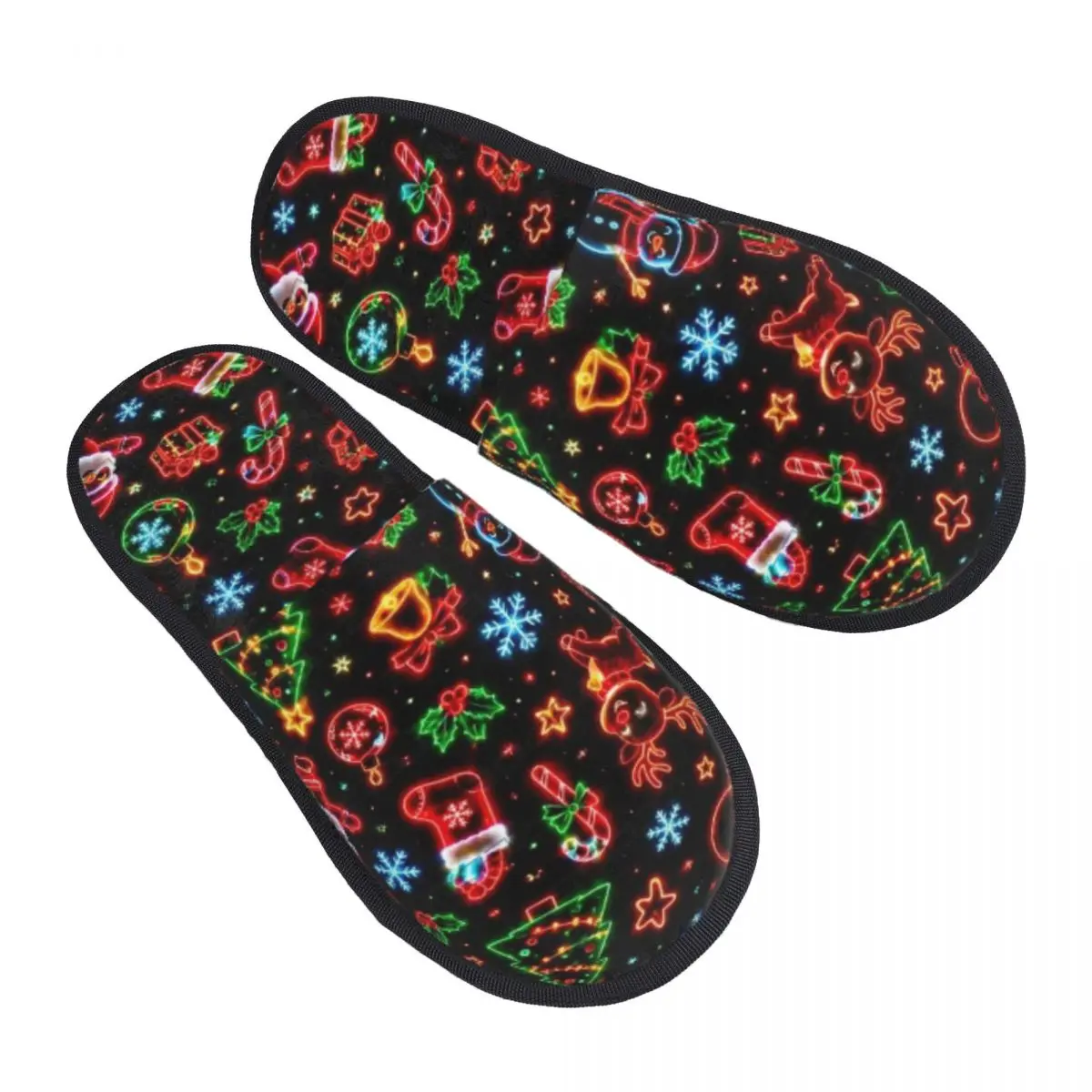Christmas Santa Claus Xmas Home Cotton Slippers Non-slip Cozy Household Cotton Fur Slippers Slides Indoor