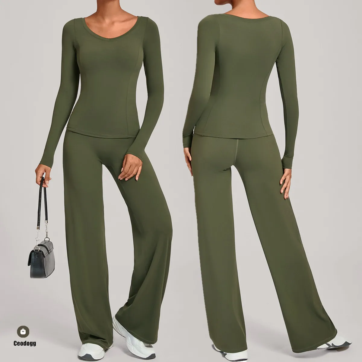 

2PCS Long Sleeve Top Shirt Yoga Set Women Sportswear Workout Clothes Athletic Wear Gym Legging Fitness Trouser Tracksuit XP01