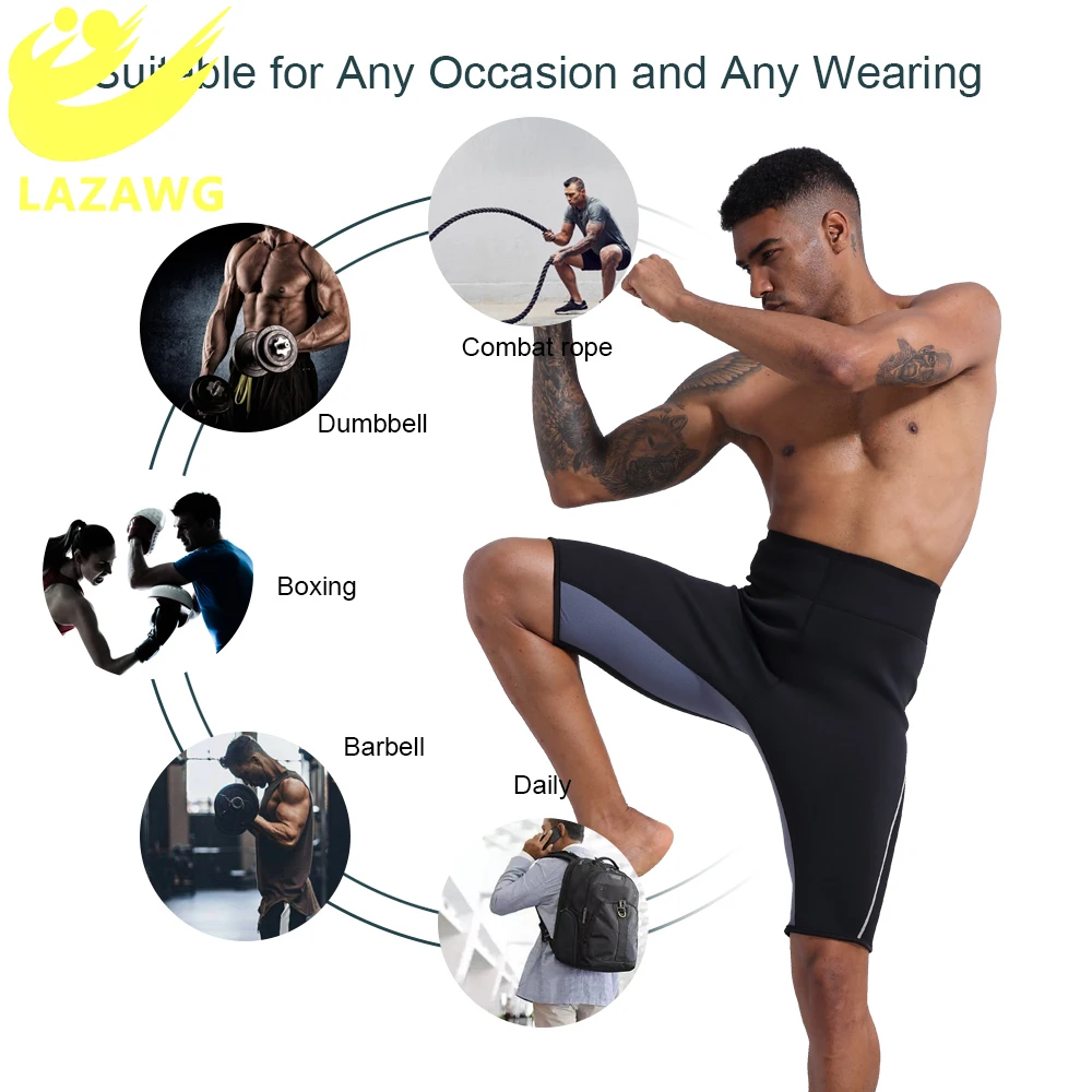 Lazawg conjuntos magros sauna terno para homens quente suor colete de fitness treino sauna camisas neoprene ginásio cintura formador corpo superior