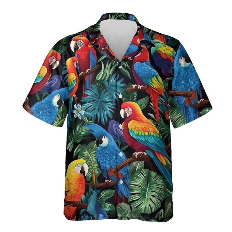 

Parrot 3D Print Hawaiian Beach Shirts Men Women Casual Fashion Streetwear Oversized Short Sleeve Shirt Tops Blouse Man Clothing