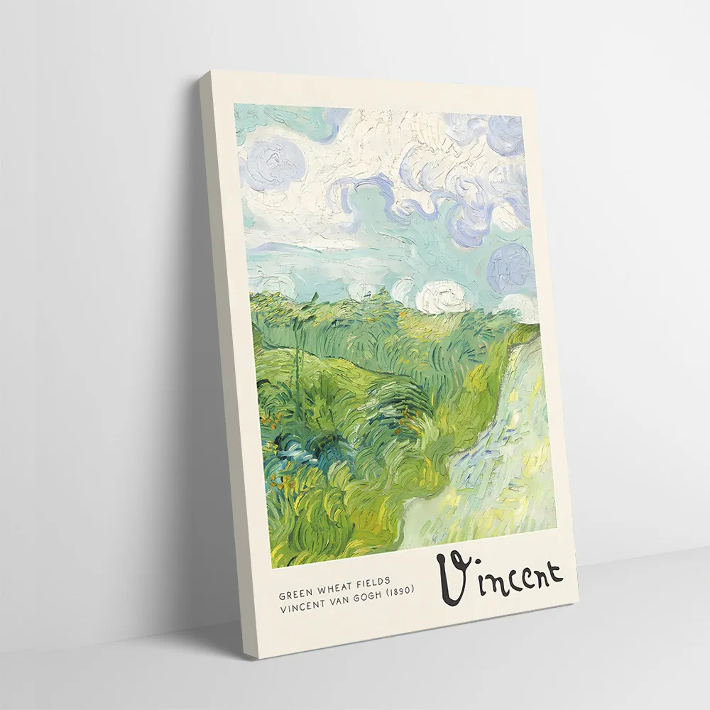 Póster de campos de trigo verde, lienzo impreso personalizable, pintura, arte de pared, regalo para decoración de dormitorio, decoración del hogar y el baño