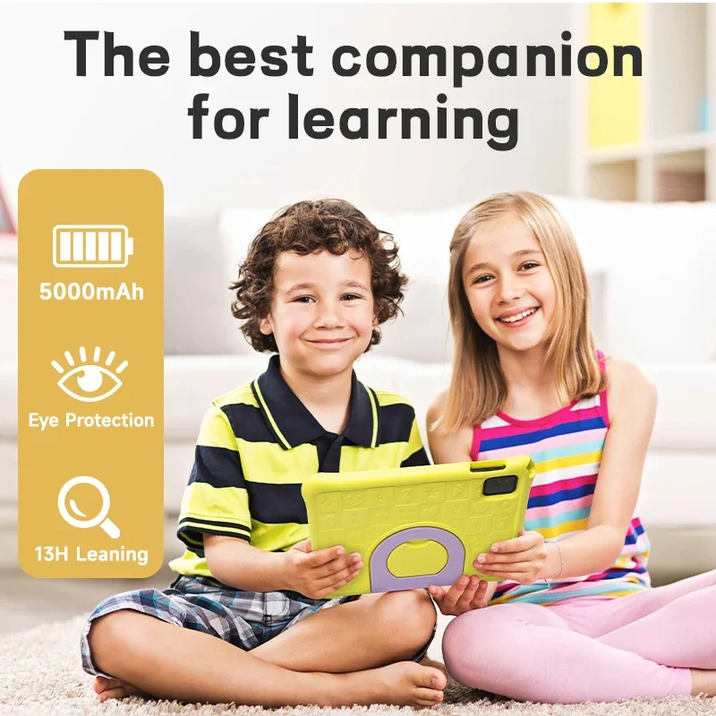 Tablet infantil, tablets Android 15 de 2025, tablet de 10,1" para crianças, 4 GB + 4 GB + 64 GB de até 1 TB, octa-core 1,8 GHz, 5000 mAh, controle parental