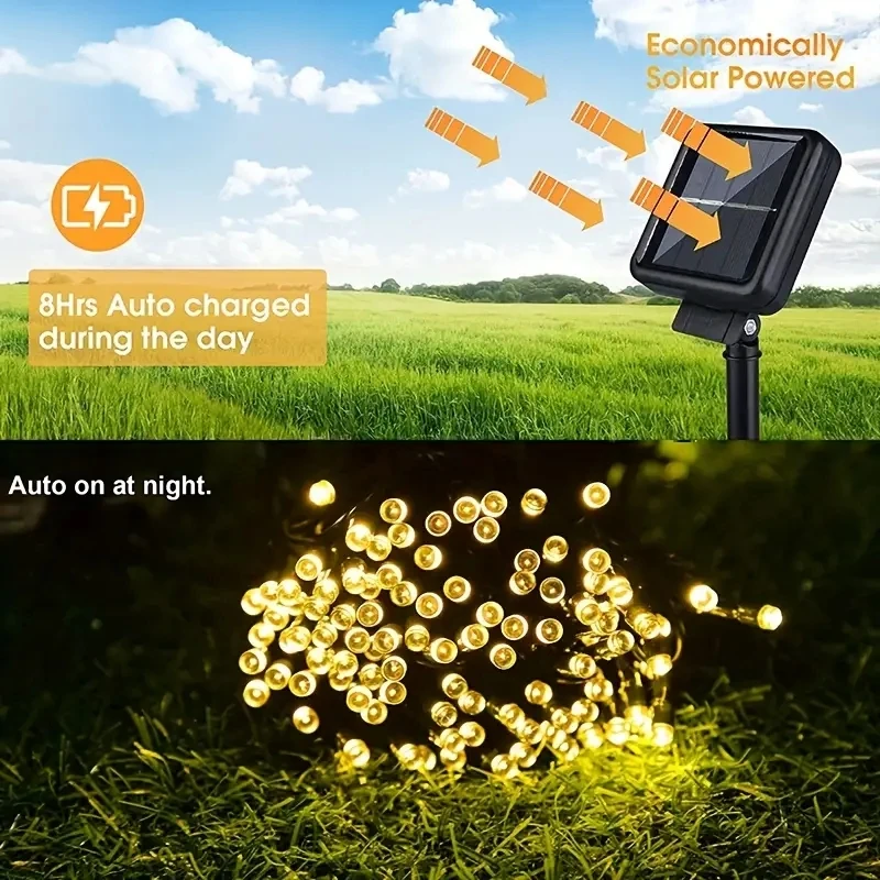 أضواء LED الشمسية للماء ، أضواء النجوم الحديقة ، أضواء سلسلة ديكور الفناء في الهواء الطلق