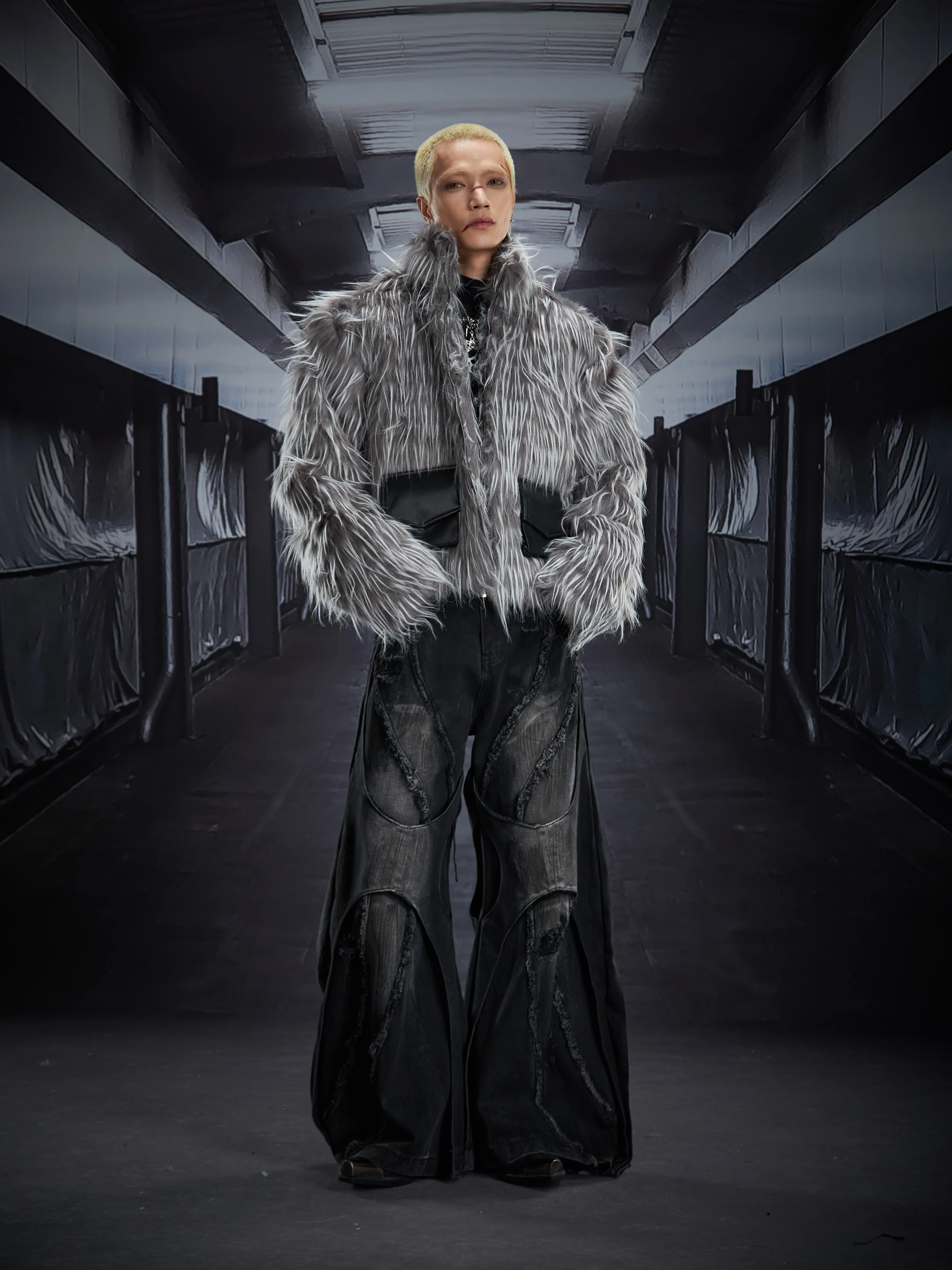 เสื้อโค้ทขนสั้นทรงหลวมสไตล์ดาร์ก Y2K สำหรับผู้ชาย ดีไซน์แนวซับคัลเจอร์  เหมาะสำหรับฤดูใบไม้ร่วงและฤดูหนาว เนื้อผ้าหนา อุ่นสบาย สไตล์ลำลอง