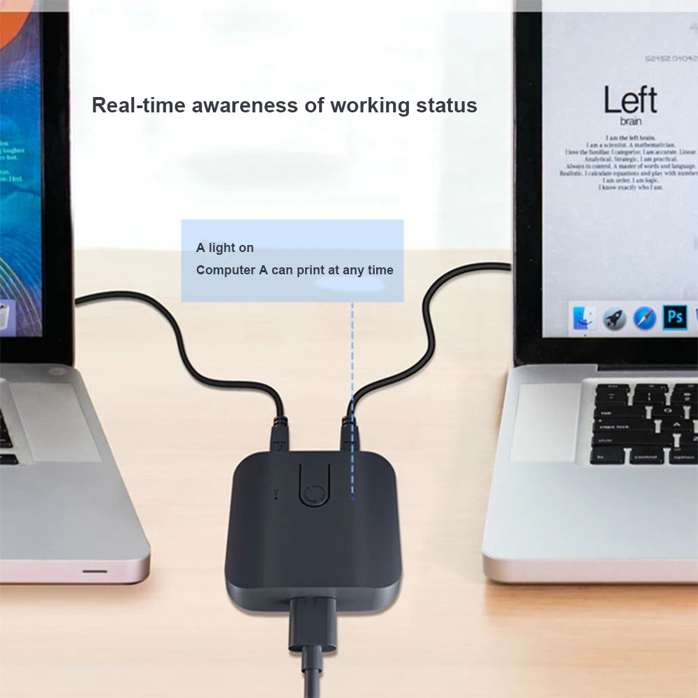 فاصل USB 3.0 مزوّد بمنفذين لمشاركة كفم محول 2 في 1 للخارج لجهازي كمبيوتر حصة 1 جهاز طابعة USB HUB جهاز طابعة Sharer