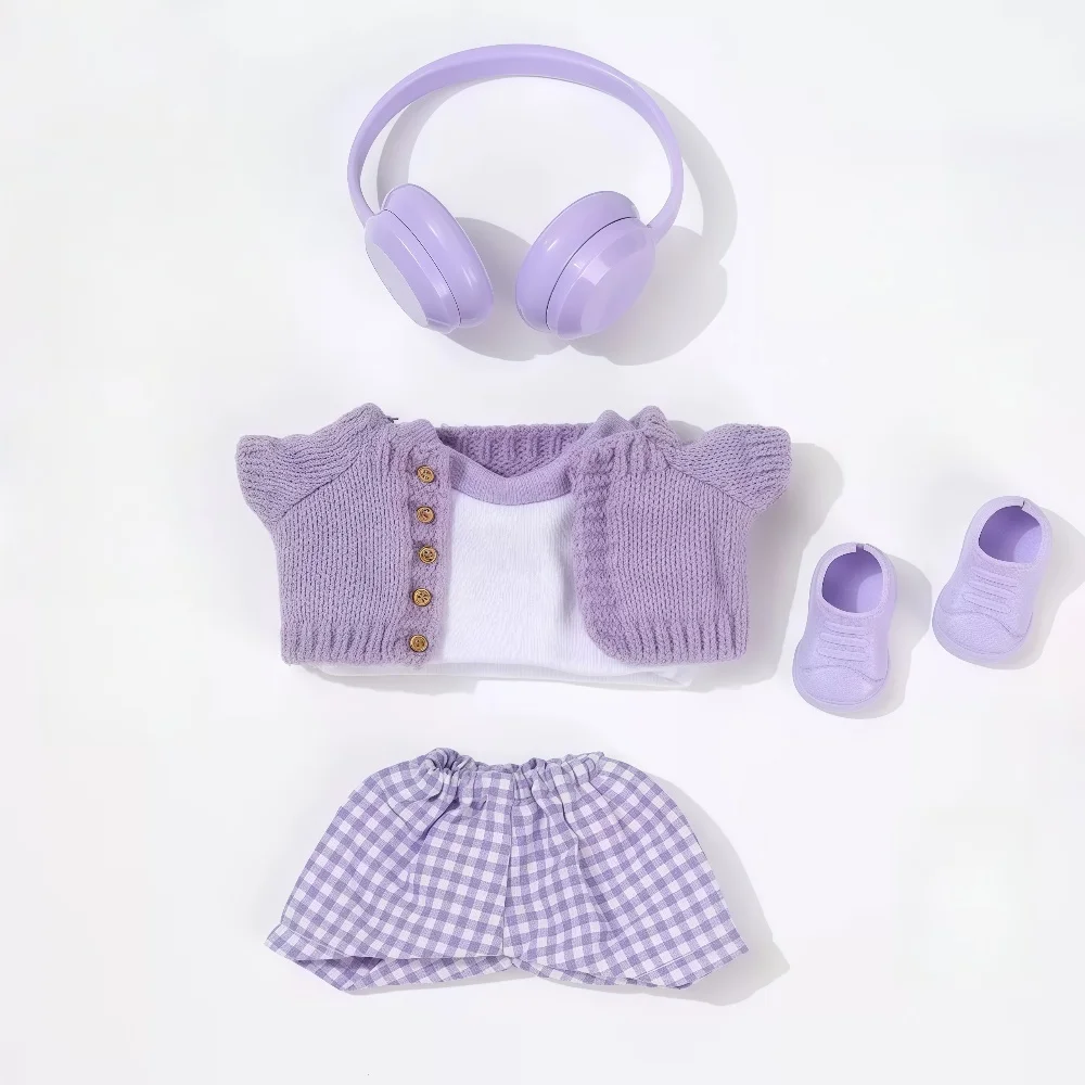 

Для Kpop Labubu V1 V2 V3 Рождественский комбинезон, комплект шляп, одежда, милая игрушка, аксессуары, подарки, 17 см, мини-плюшевая кукольная одежда, милый наряд