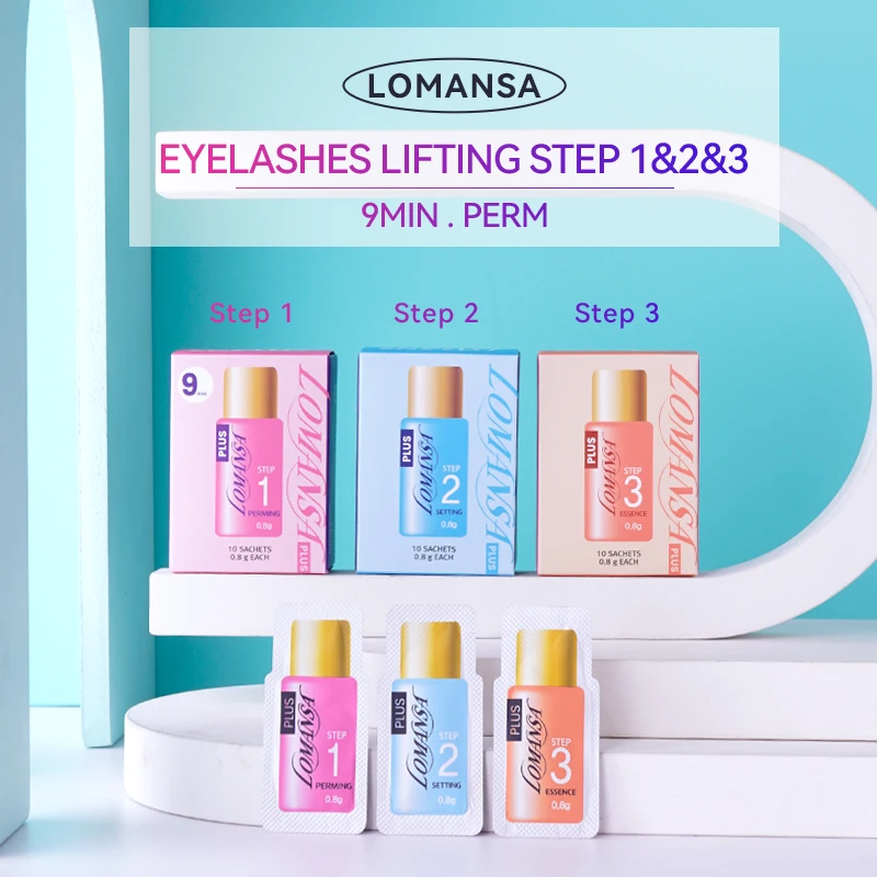 3Pcs Lomansa Plus Korea Original Eyelash-Lifting Kit Step 1 2 3 Permania Lash Perm Eyelashes Strong Long Lasting Curling Makeups