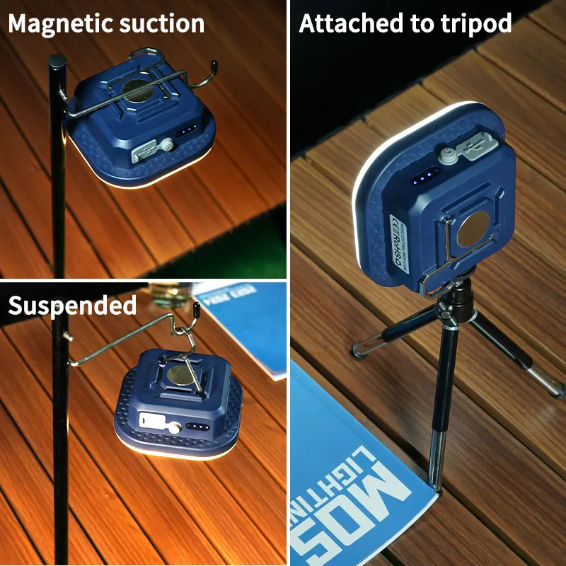 MOSLIGHTING-LED Lâmpada de acampamento multifuncional, lanterna impermeável, luz forte, suspensão magnética, carregamento USB, lanterna ao ar livre