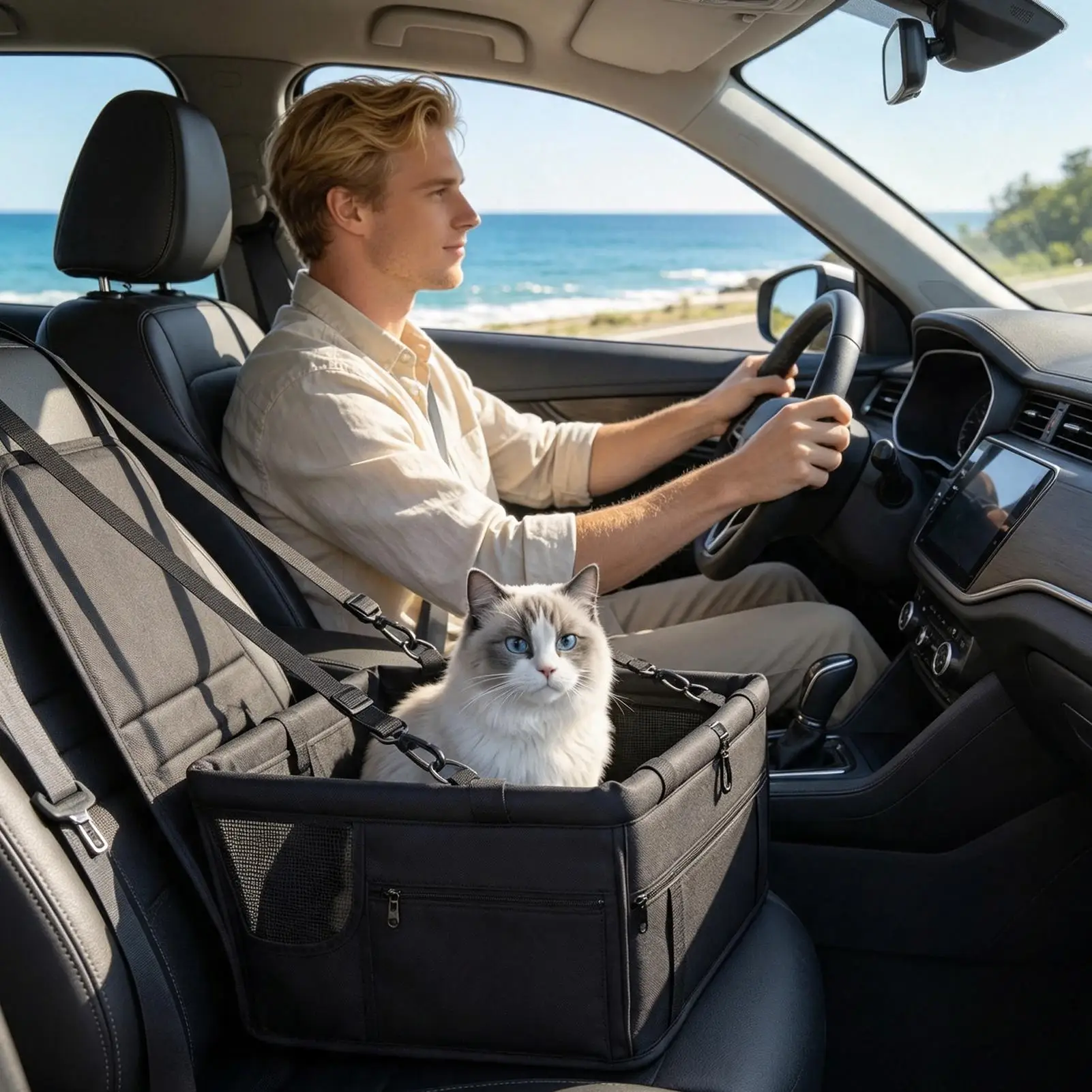 Small Dog Car Seat Breathable Foldable Pet Vehicle Bed Cat Car Seat For SUV Truck Vehicle Road Trip Travel Sleeping Resting