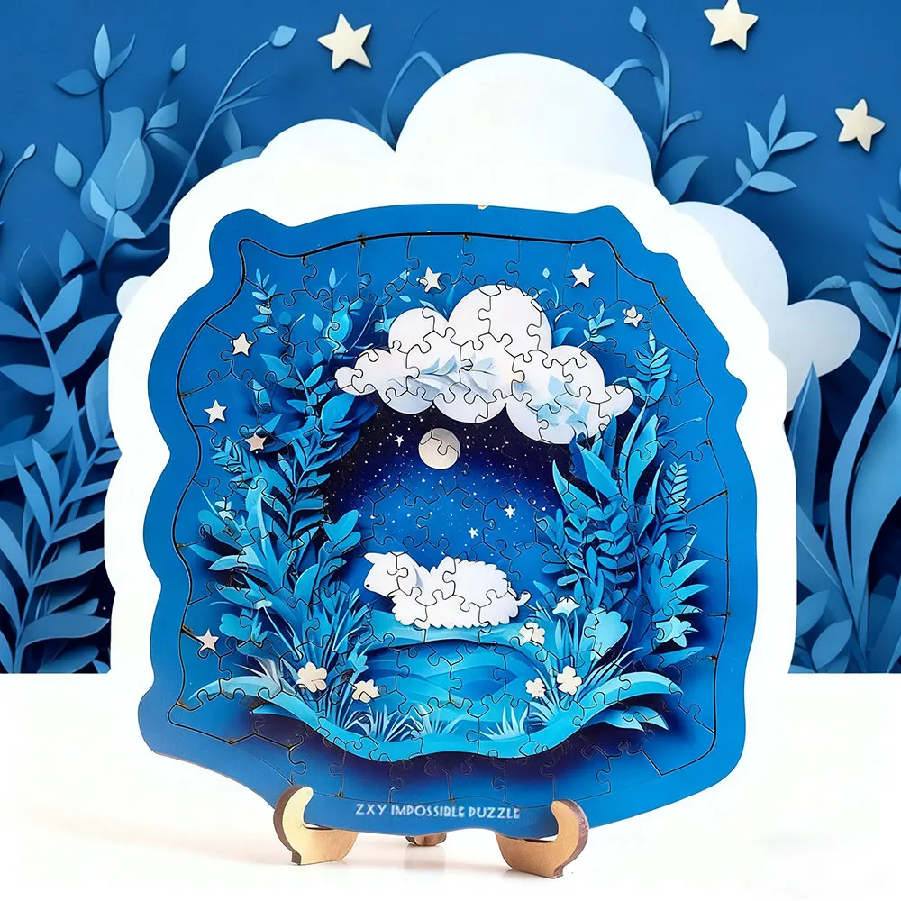 ตัวต่อจิ๊กซอว์รูปสัตว์การ์ตูน ของเล่นเสริมพัฒนาการ แกะนอนหลับ งานศิลปะ ระดับความยากสูง ของเล่นเด็ก ตัวต่อไม้ ของขวัญคริสต์มาส ของตกแต่ง UG384