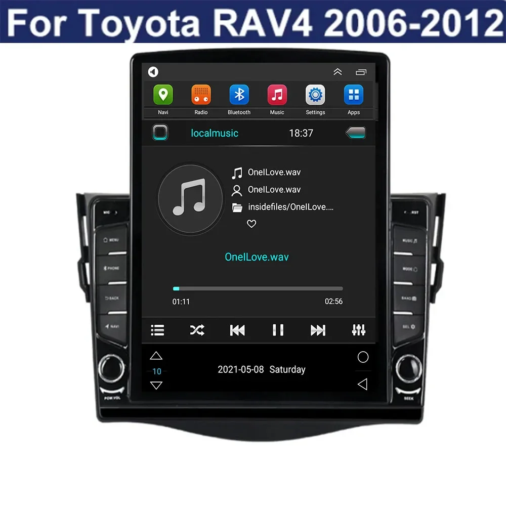تسلا نوع الوسائط المتعددة لتويوتا RAV4 Rav 4 2006-2012 أندرويد 14 راديو السيارة مشغل وسائط متعددة لتحديد المواقع والملاحة Carplay السيارات DVD