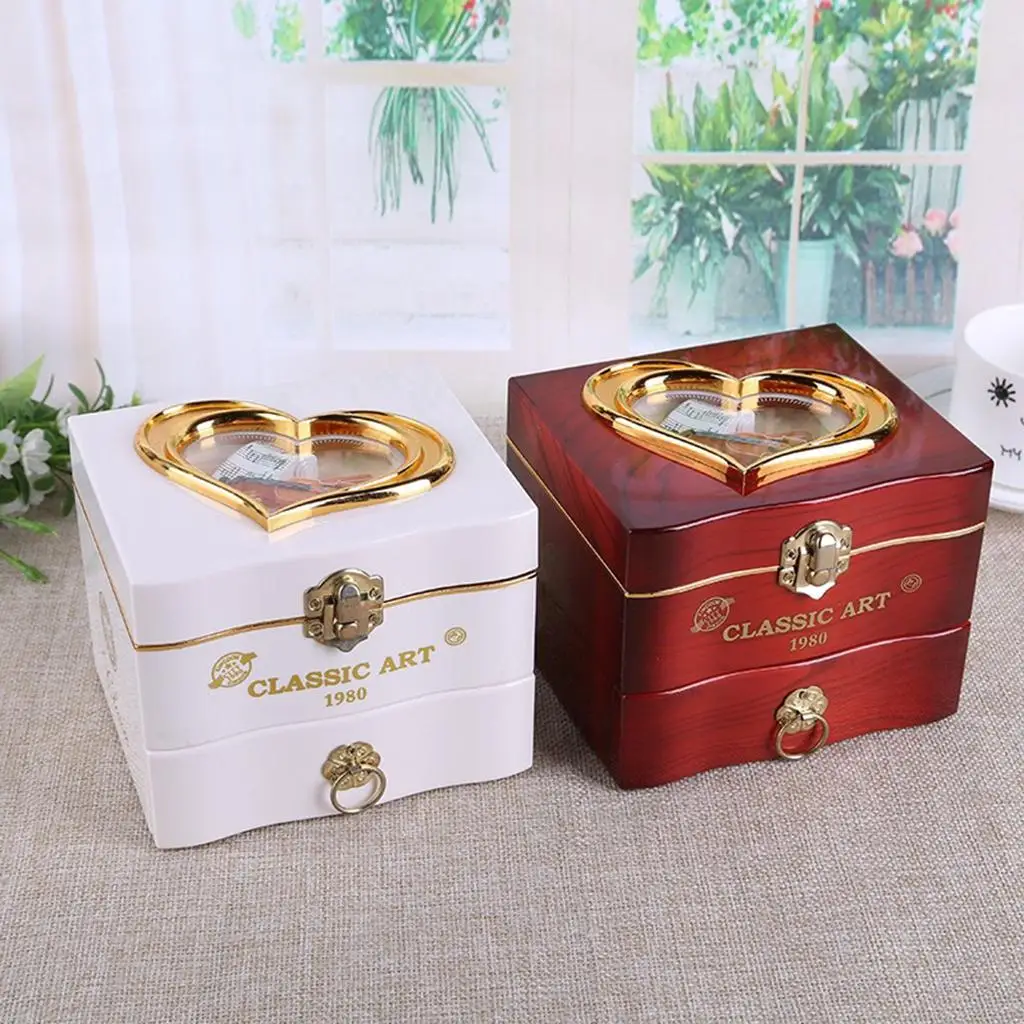 Handmade Retro Hand Crank Music Box Classical Musical Jewelry Box Gift for Birthday Christmas Valentine's Day