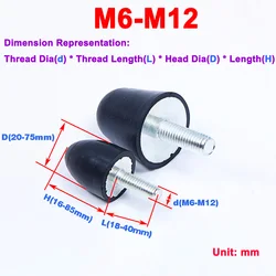 Conical Anti Vibration Screw / Pointed Rubber Shock Absorber M6M8M10M12