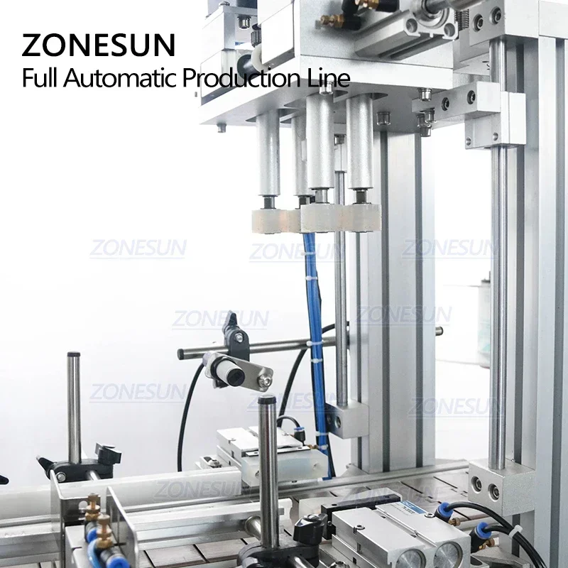 Zonesun ZS-FAL180C6 mesa automática de quatro cabeças pasta creme líquido redondo pode garrafa enchimento tampando e rotulagem máquina