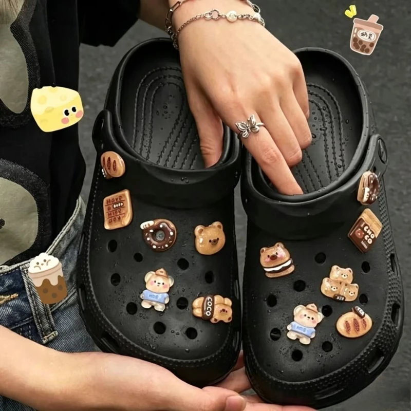 Cute Little Bear Shoe Charms Set for Clogs DIY Slides Sandals ABS Material Garden Shoe Buckles Decorative Pins Gifts