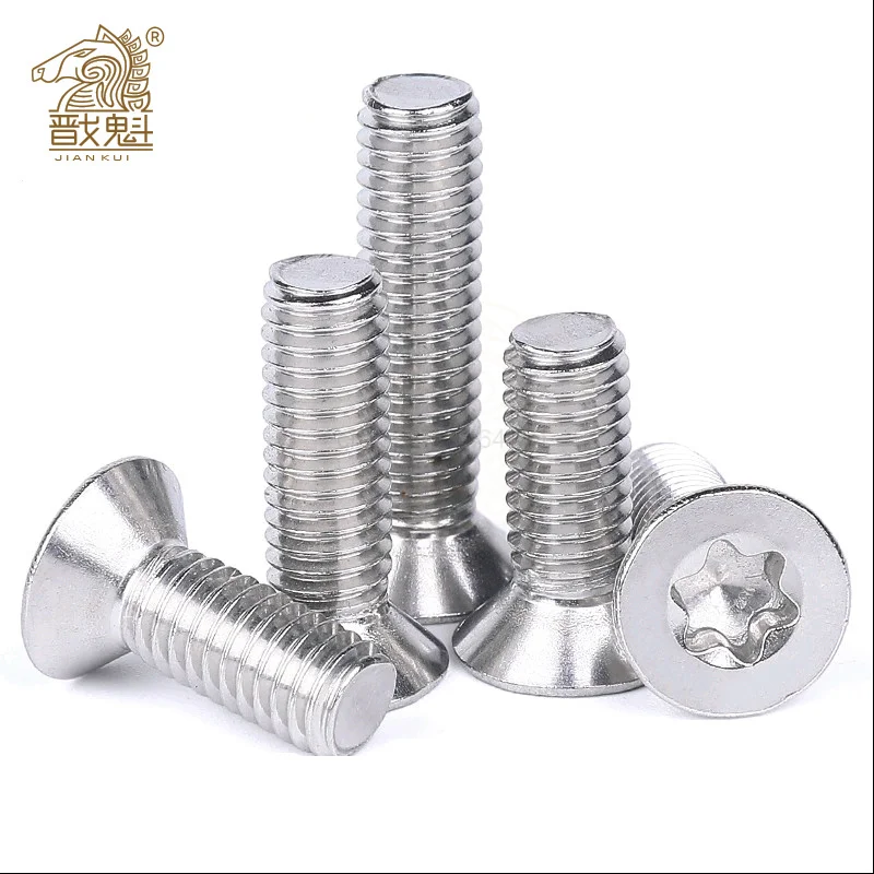 10/50pcs M1.6 M2 M2.5 M3 M4 M5 M6 M8 304 A2-70 stainless steel GB2673 Six-Lobe Torx Flat Countersunk Head Screw Six Lobe Bolt