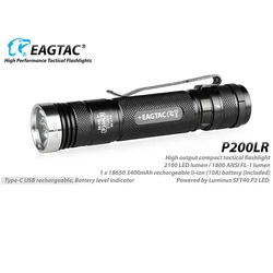 EAGTAC P200LR 2100lm Type-C USB Rechargeable LED Flashlight 18650 519A 4500K 395NM UV SST40 Long Throw Hunting Torch