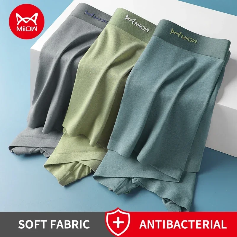 MiiOW 3Pcs Modal Männer Unterwäsche Boxer Graphene Antibakterielle Stamm Sommer Eis Seide Atmungsaktive Schlüpfer der Männer Mann Boxer briefs