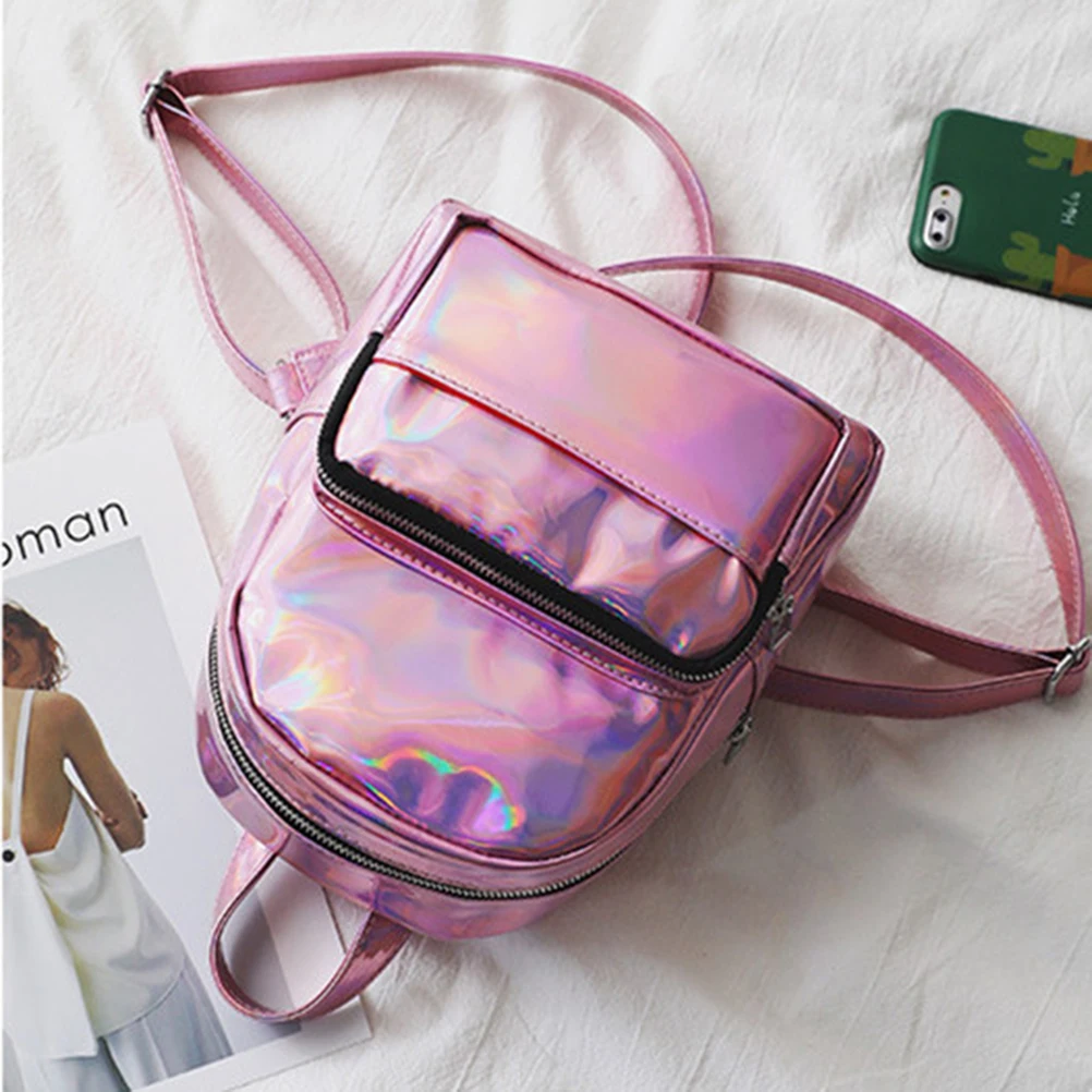 حقيبة ظهر ثلاثية الأبعاد باللون الوردي ذات سعة كبيرة حقيبة مدرسية بأشرطة قابلة للتعديل وحقيبة عاكسة واسعة لمستحضرات التجميل والقرطاسية