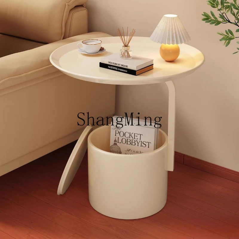 

FG sofa side table removable coffee table minimalist cream wind small round table creative mini bedside rack