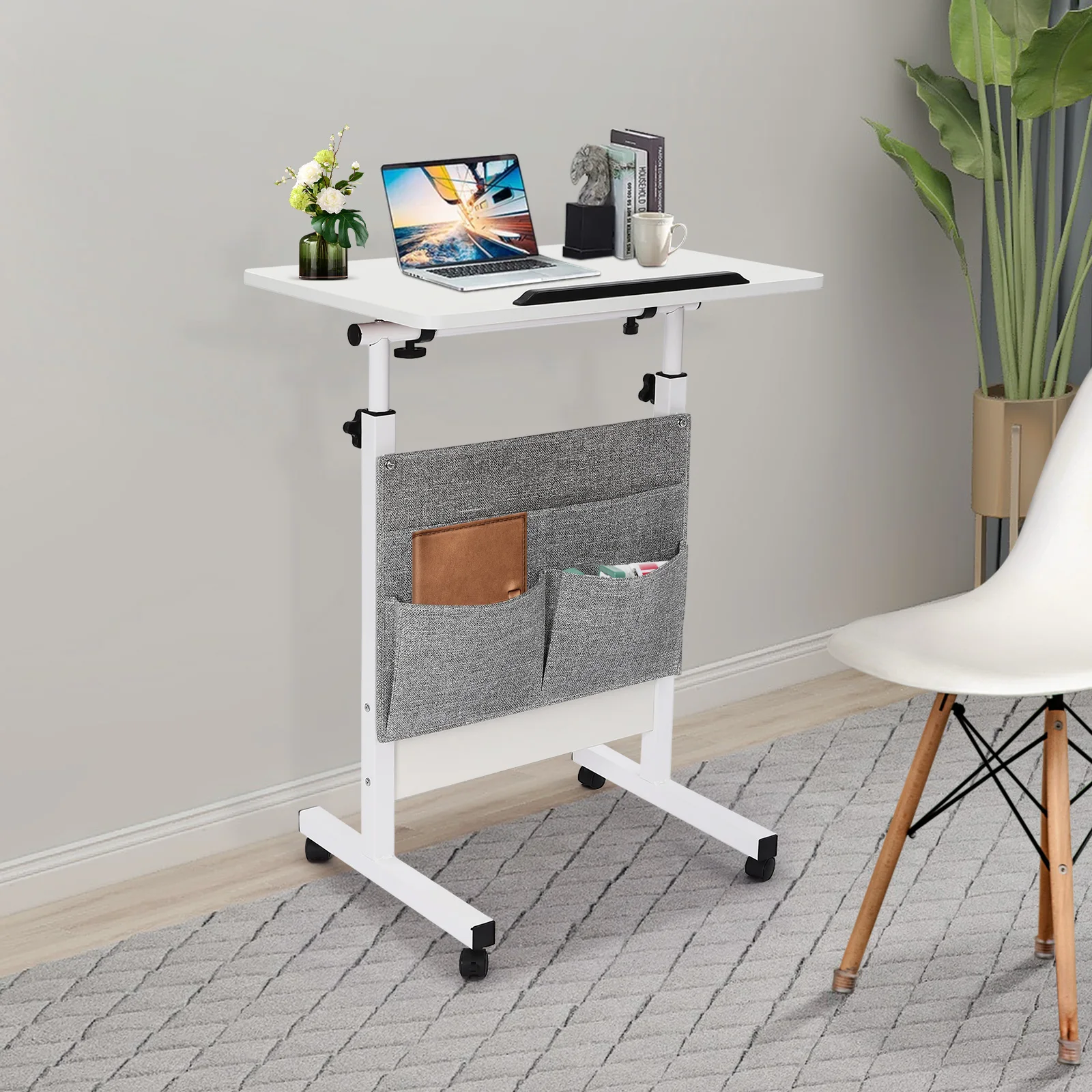 Adjustable Height Standing Desk, Portable Laptop Desk, Rolling Computer Stand with Adjustable Height      