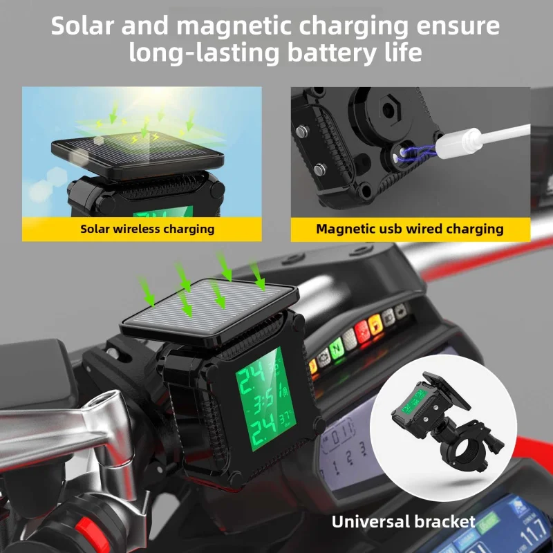 Cross-Border New Product Motorcycle Electric Vehicle Tire Pressure Detection Wireless Digital Display External Motorcycle Tire P