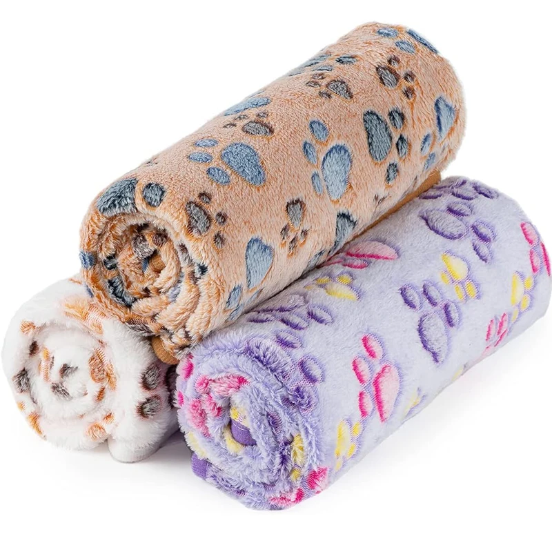 New Pet Blanket Cute Dog Paw Pattern Soft Fluffy Pet Mat High Quality Flannel Warm Comfortable Cartoon Blanket for Cat Dogs Gift