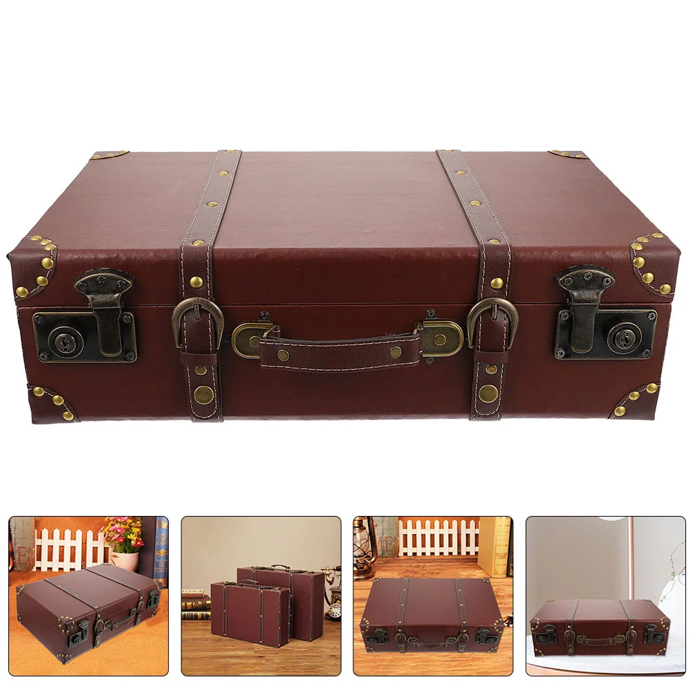 

Wooden Suitcase Locker Decor Small Carrying Gift Packing Decorative Boxes for Home Photo Prop Photography