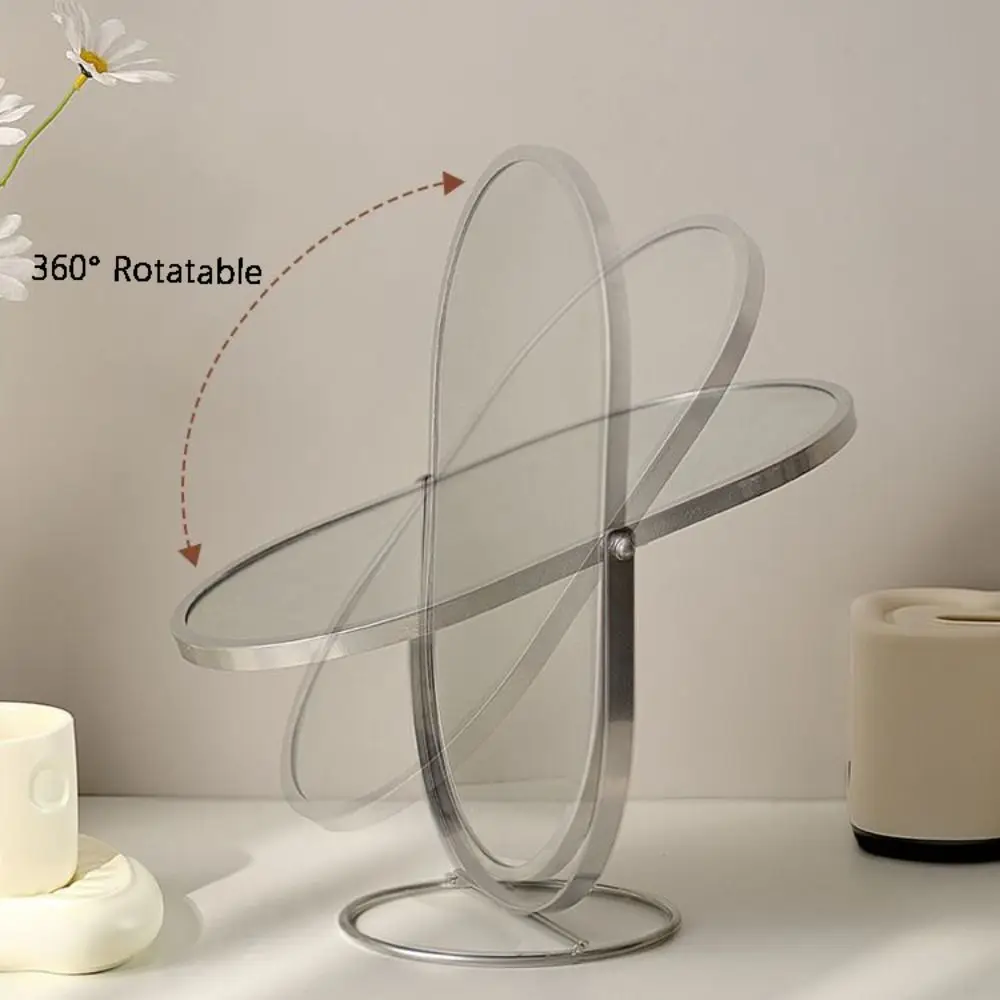 Iron Art 360 °   Obracane lusterko do makijażu, luksusowe, z żelazną ramą, lusterko toaletowe owalne, proste lusterko stołowe do sypialni.