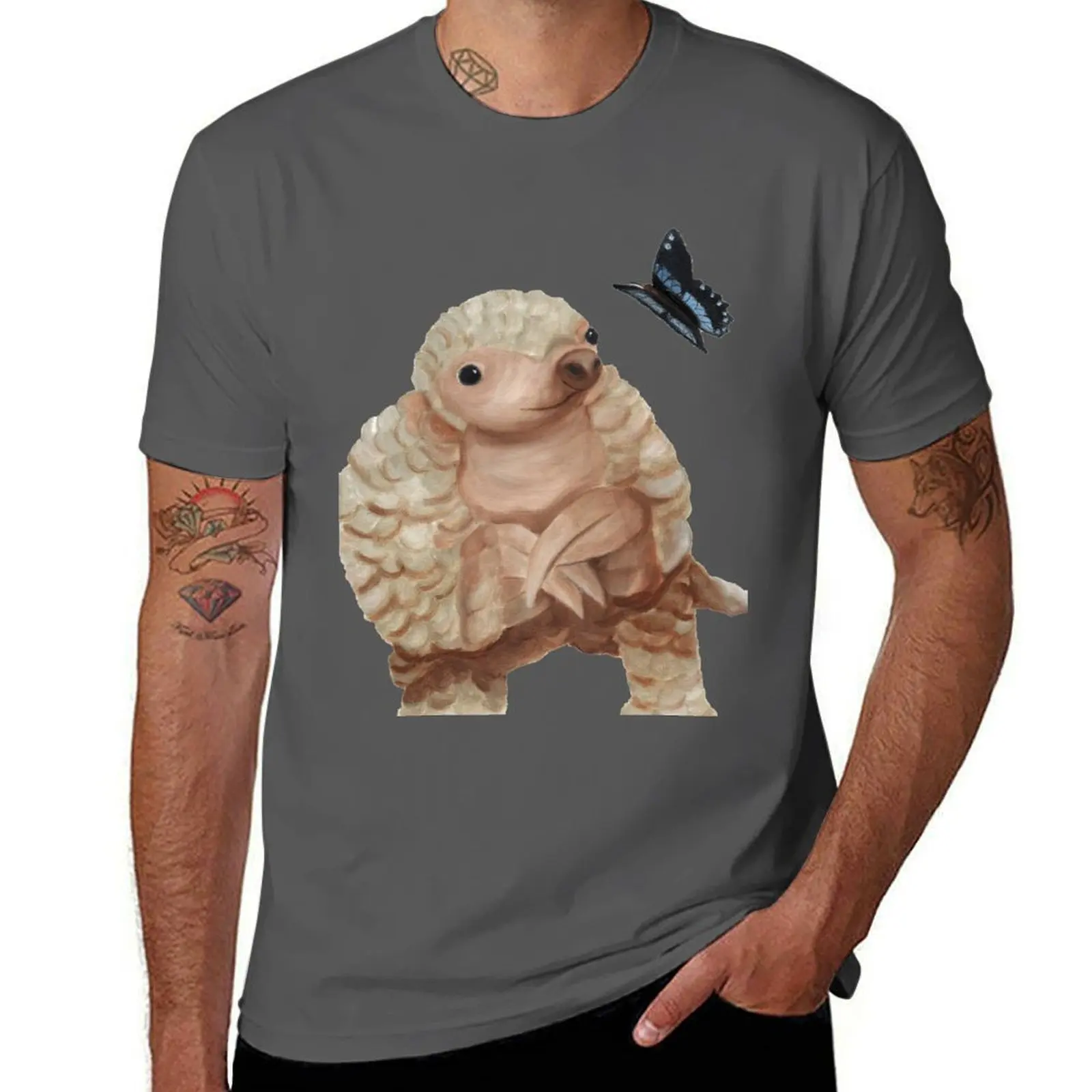 

Pangolin and Butterfly - Cute Oil Painting T-Shirt t shirt man designer man t shirt luxury T-Shirt