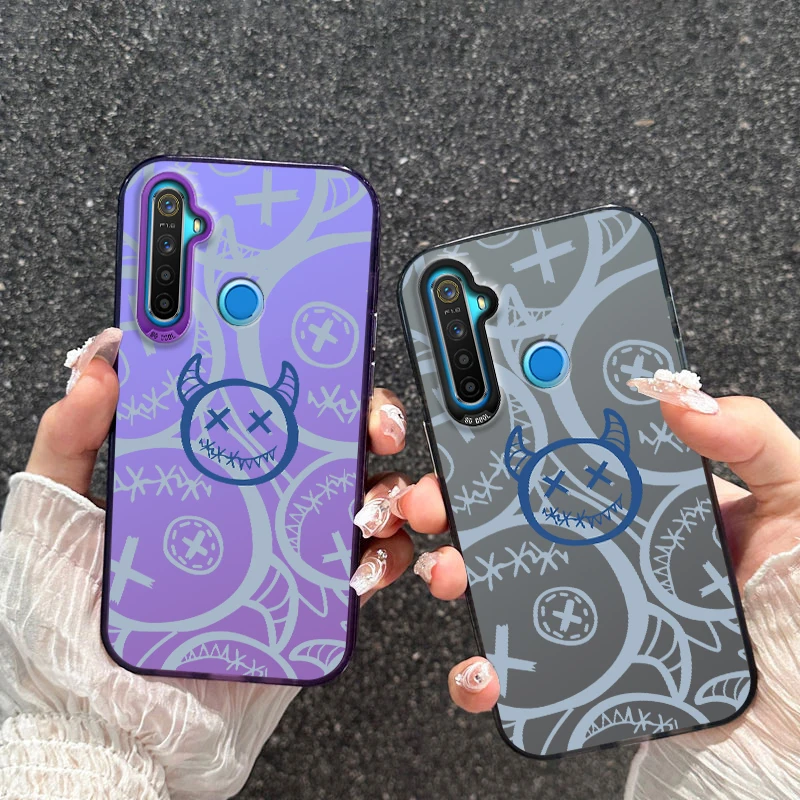 Painted Cartoon Demon Phone Case For Oppo Realme 5 5S 5i 6i Narzo 10A 20A Frosted Electroplated Shock-absorbing Cover Funda