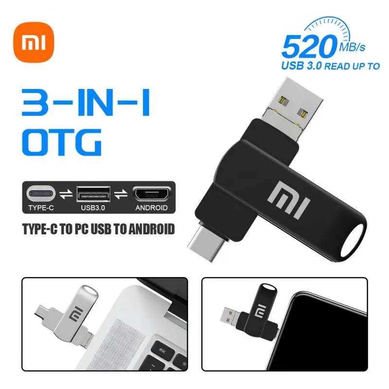 Xiaomi-Waterproof Metal USB Flash Drives, Pendrive de alta velocidade, Pen Drive portátil, Disco de memória, 1TB, 512GB, 256GB, 2TB