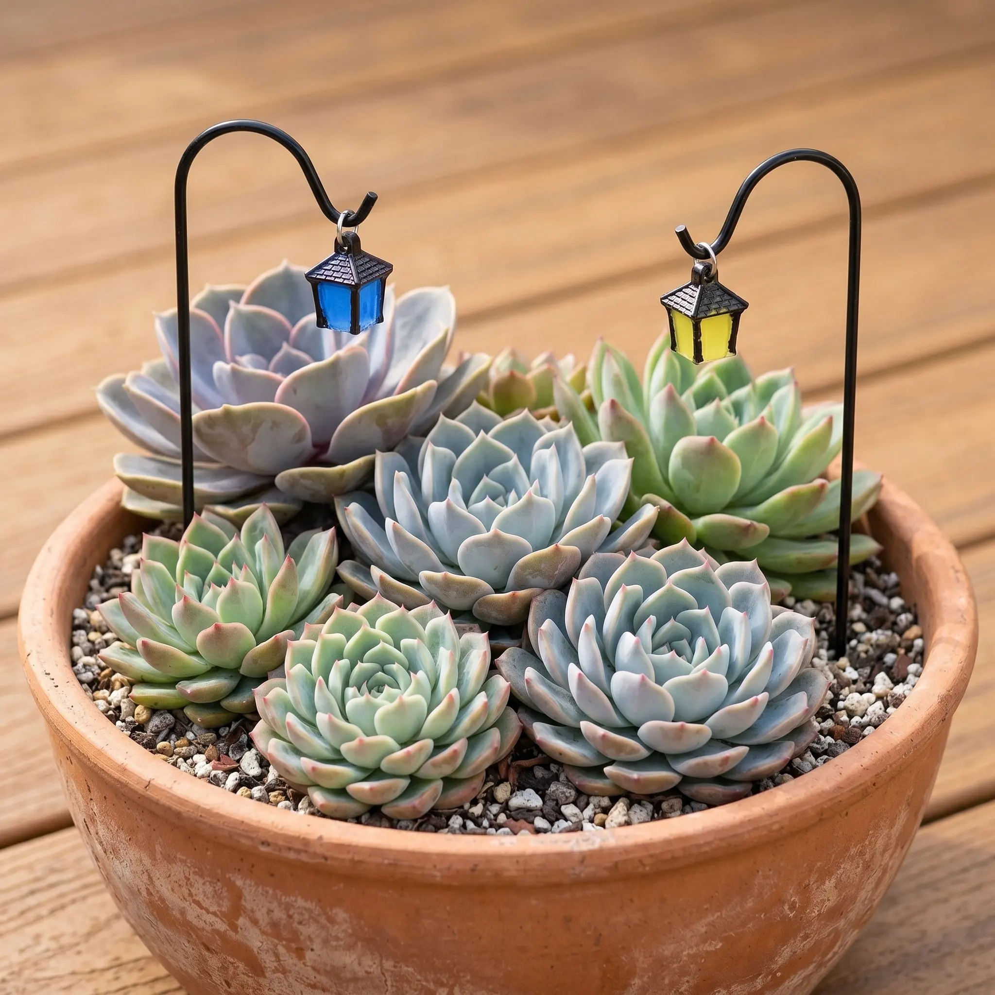 14Pcs Glow in Dark Garden Lantern Stakes Miniature Vintage Fairy Garden Light Micro Landscape Lantern Outdoor Terrarium Decor