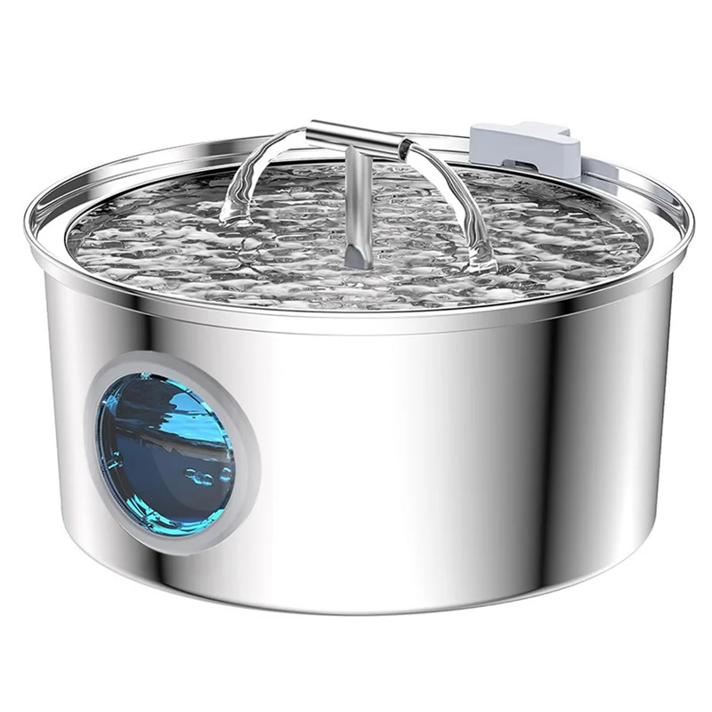 

ABKU-Cat Water Fountain Stainless Steel Pet Water Fountain For Cats Indoor For Small Dog Large Kitty EU Plug