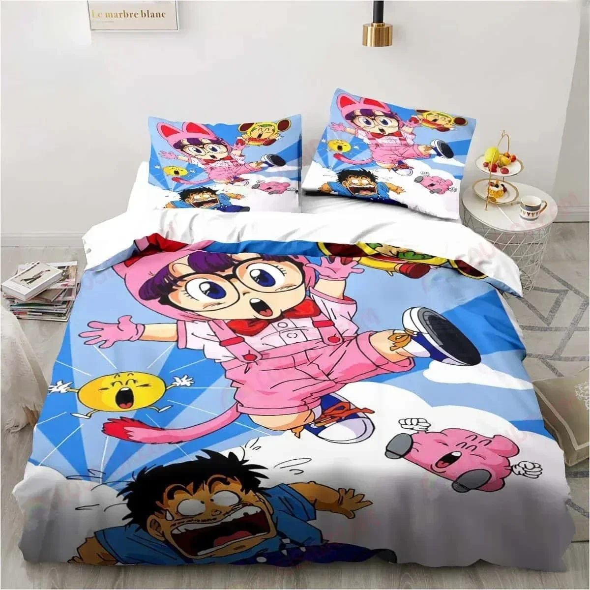 3D Cartoon DR S-Slump Arale Printed Bed Set Duvet Cover Pillowcase Bedding Set Bed Linen Sheet Quilt Cover Full Queen King Size