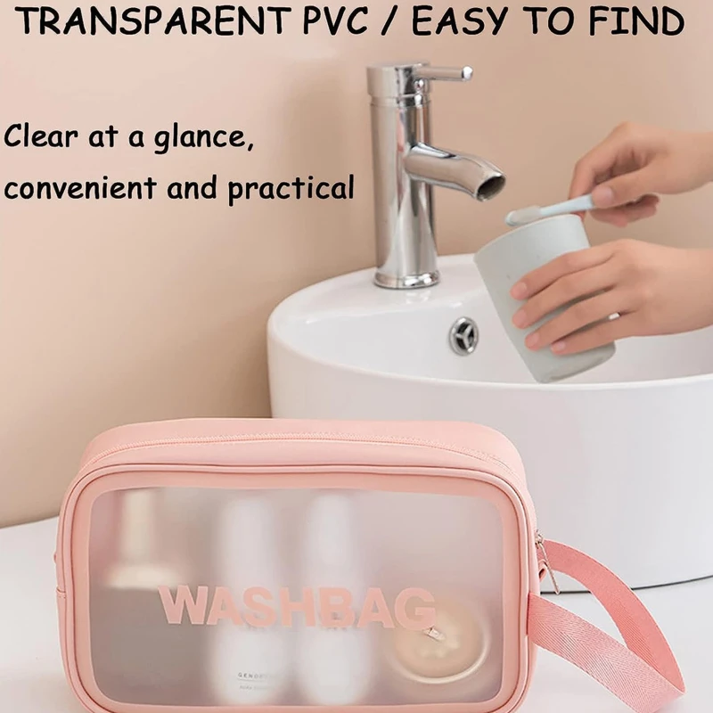 3PCS/SET PVC Waterproof Transparent Cosmetic Bag Wash Bath Storage Bag Travel Multi-function Storage Bag Cosmetic Handbag