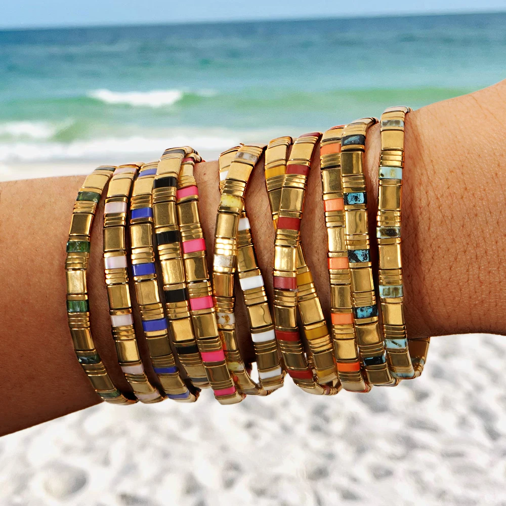 Go2boho Women's Rainbow Miyuki Tila Bracelet with New Glass Beads Boho Summer Beach Jewelry Pulseras Ladies Armband Gift - view 4