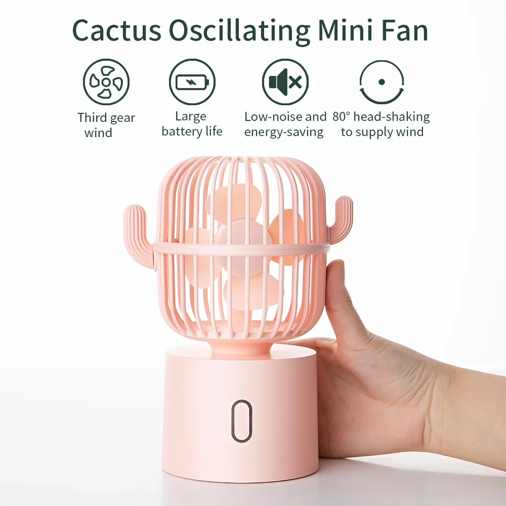 USB Rechargeable Mini Cactus Fan for Outdoor Office Bedroom