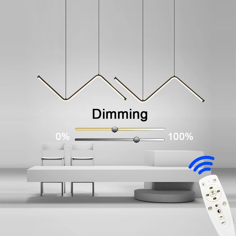 

Nordic Stepless Dimmable LED Pendant Lamps with Remote Control 15w 24w Indoor Black LED Hanging Lights for Bedroom Dinning Room